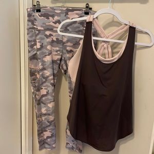 Fabletics - 2-Piece Set - Mauve Camo - Size MEDIUM